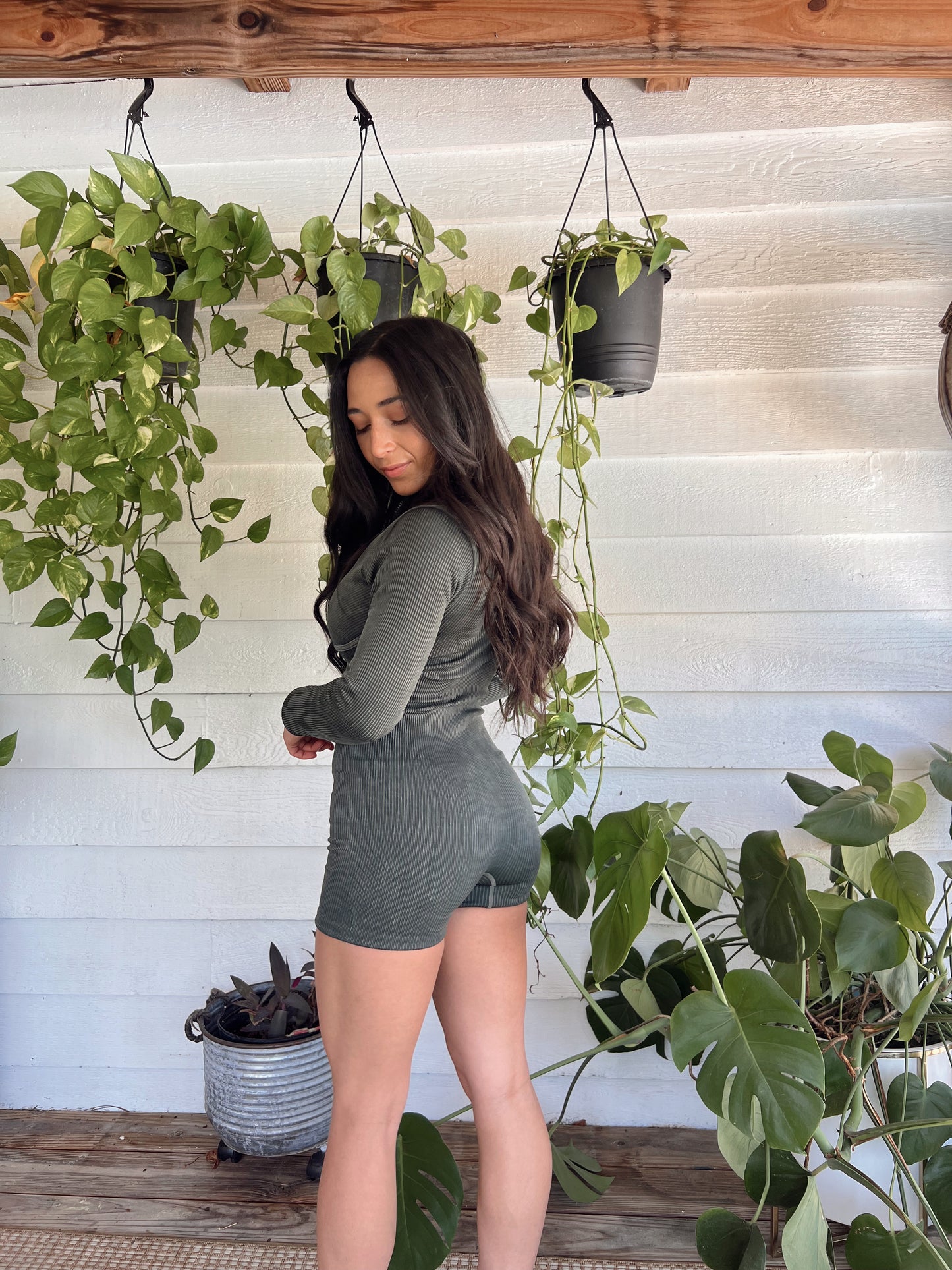JUST WHATEVER ROMPER - GREEN