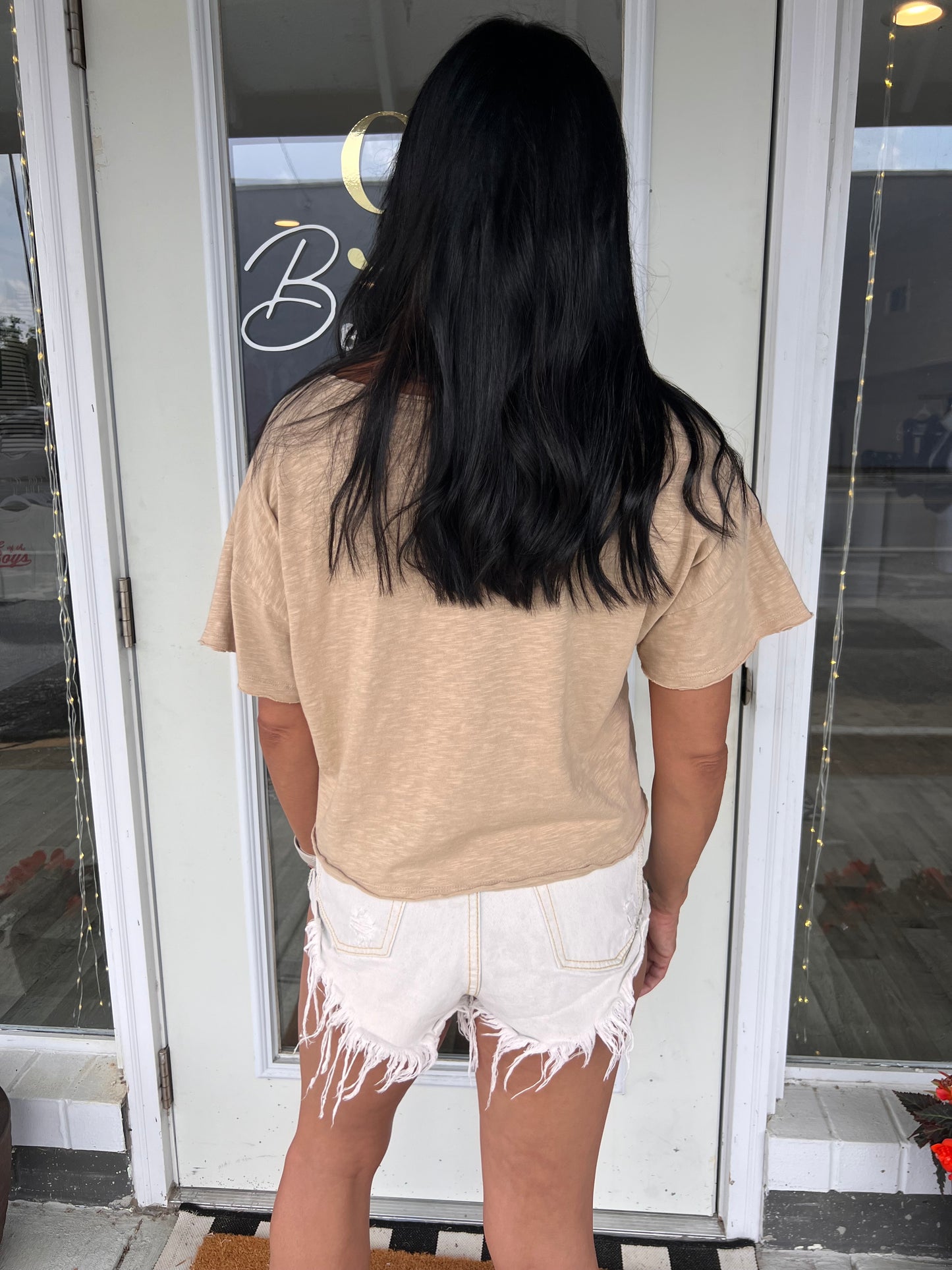 TAUPE SLIP NECK TEE