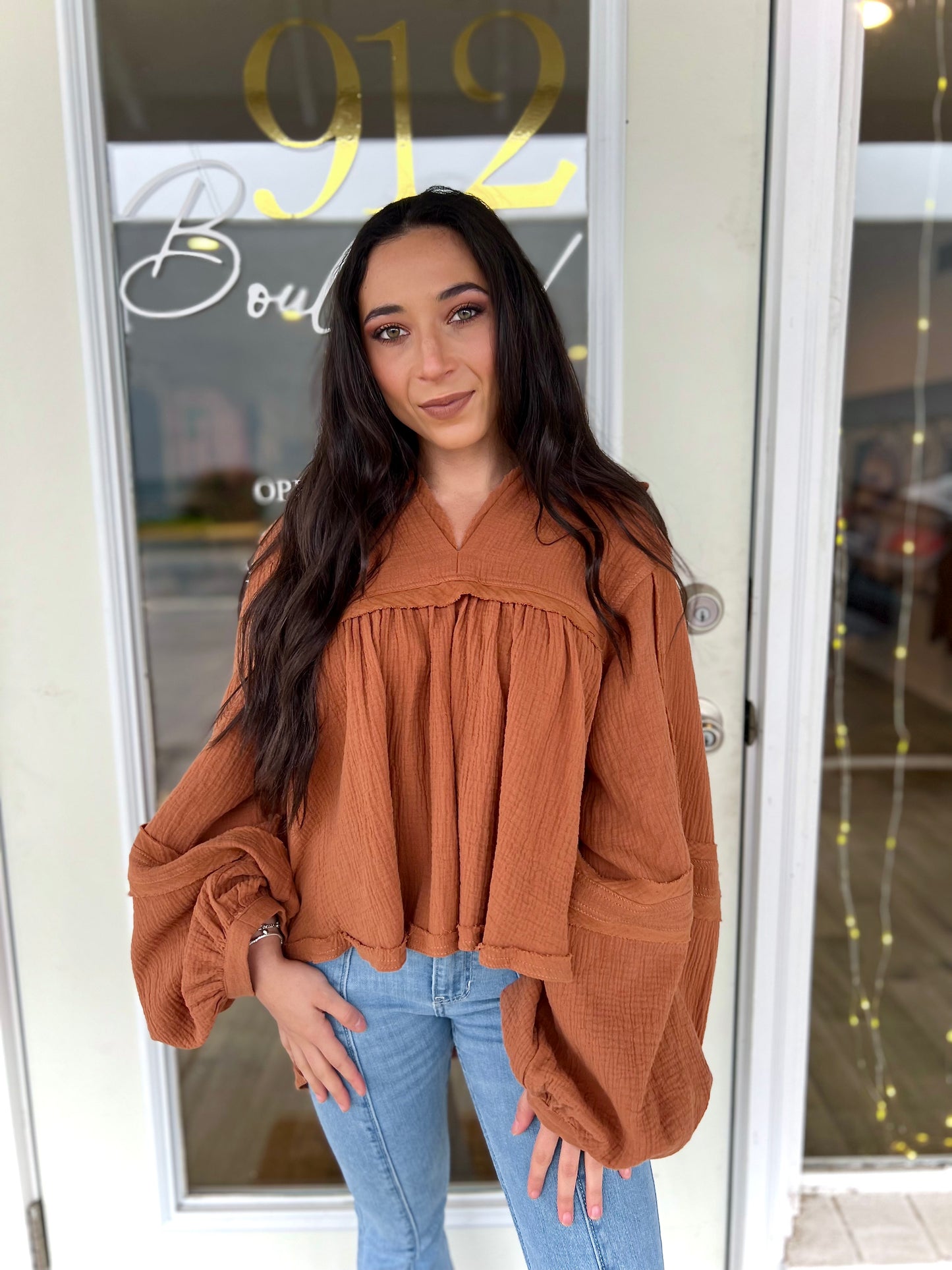 PUFF SLEEVE BABY DOLL TOP
