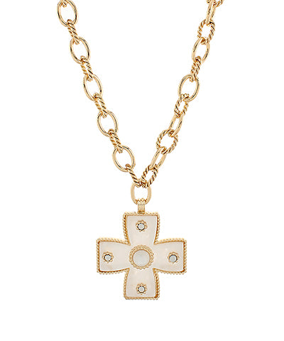 PEARL STONE CROSS NECKLACE