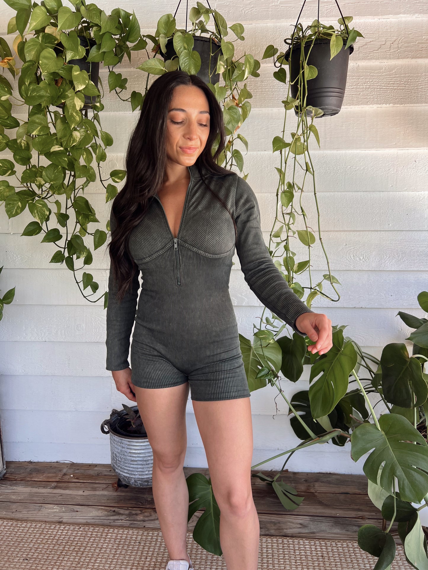 JUST WHATEVER ROMPER - GREEN