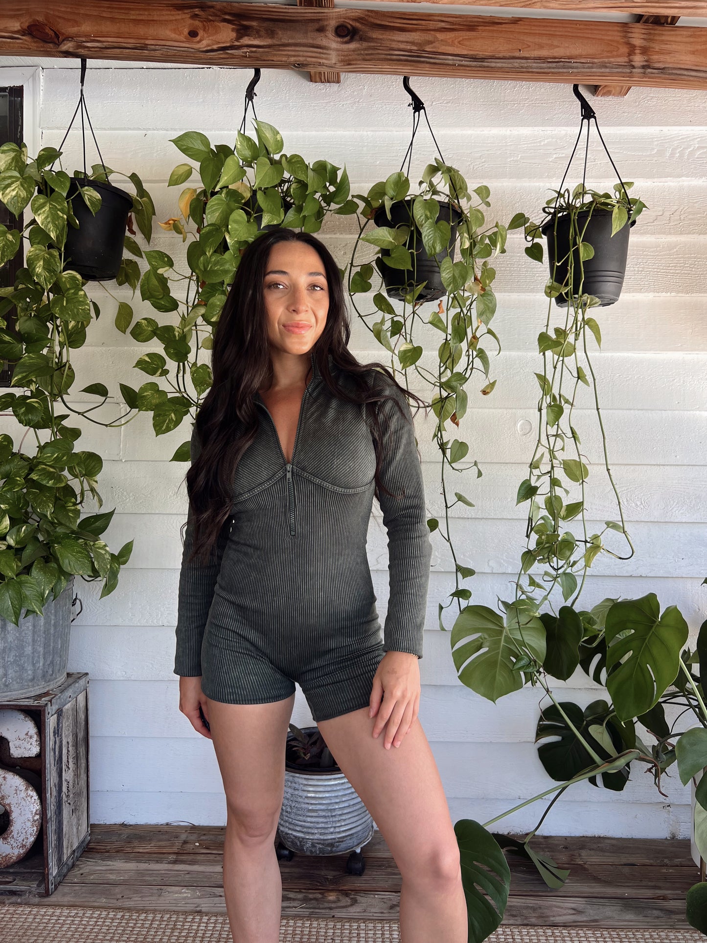 JUST WHATEVER ROMPER - GREEN