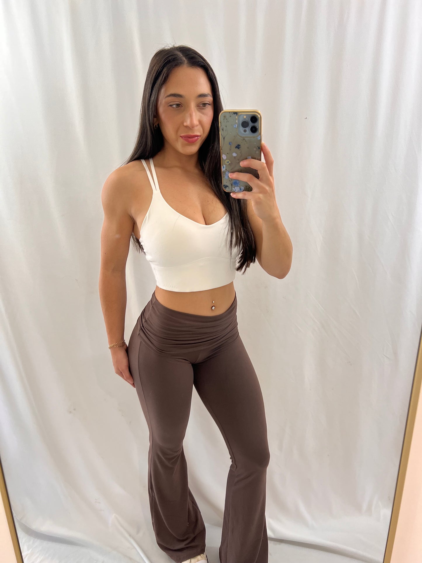FOLDOVER FLARE LEGGINGS - CHOCOLATE
