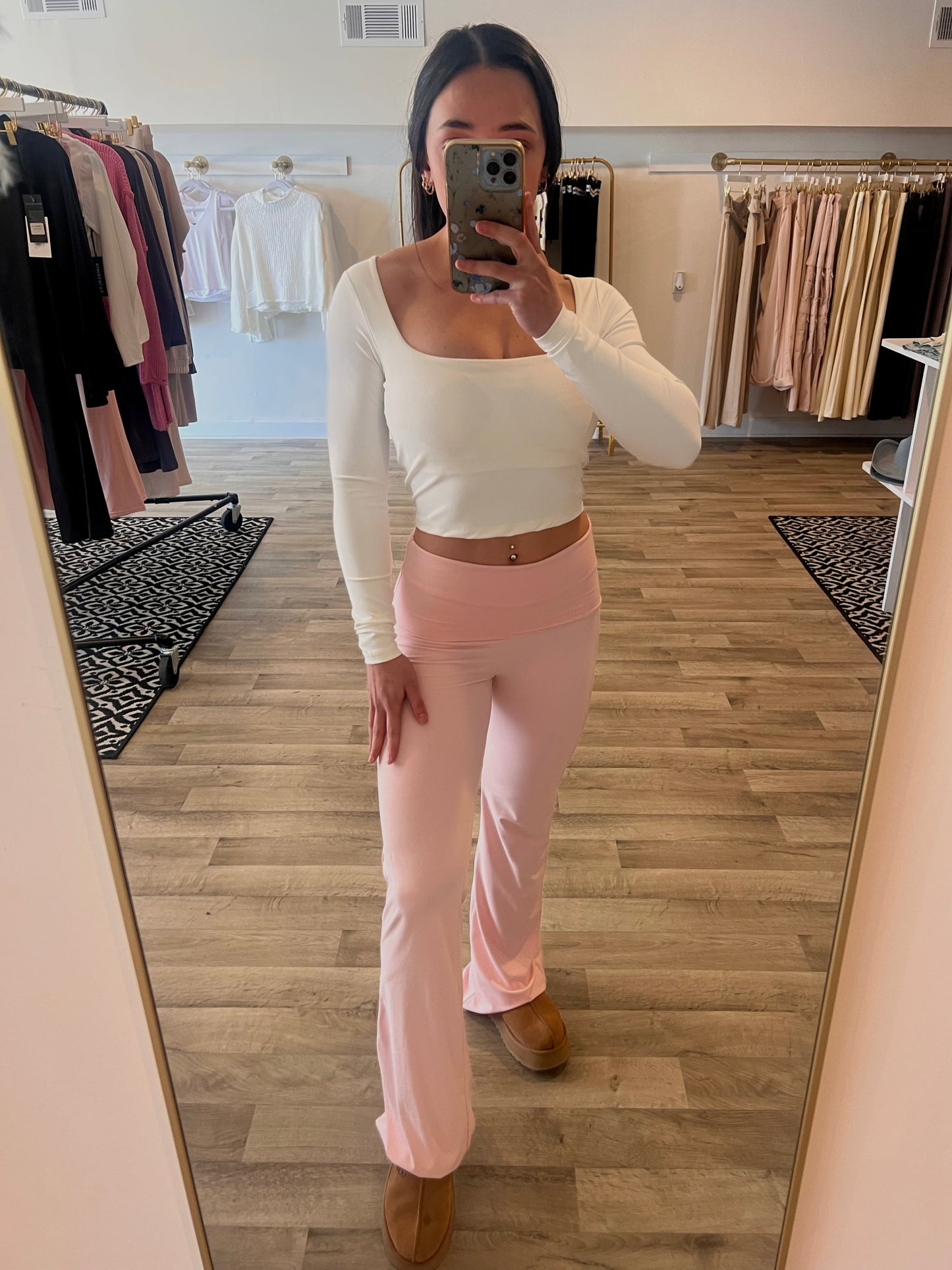 FOLDOVER FLARE LEGGINGS - PRINCESS PINK