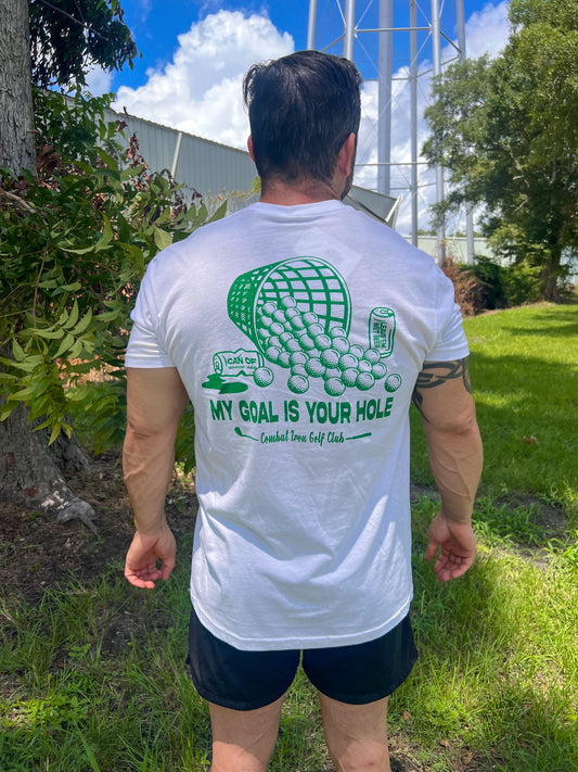 MY GOAL IS YOUR HOLE GOLF CLUB MEN'S T-SHIRT - WHITE