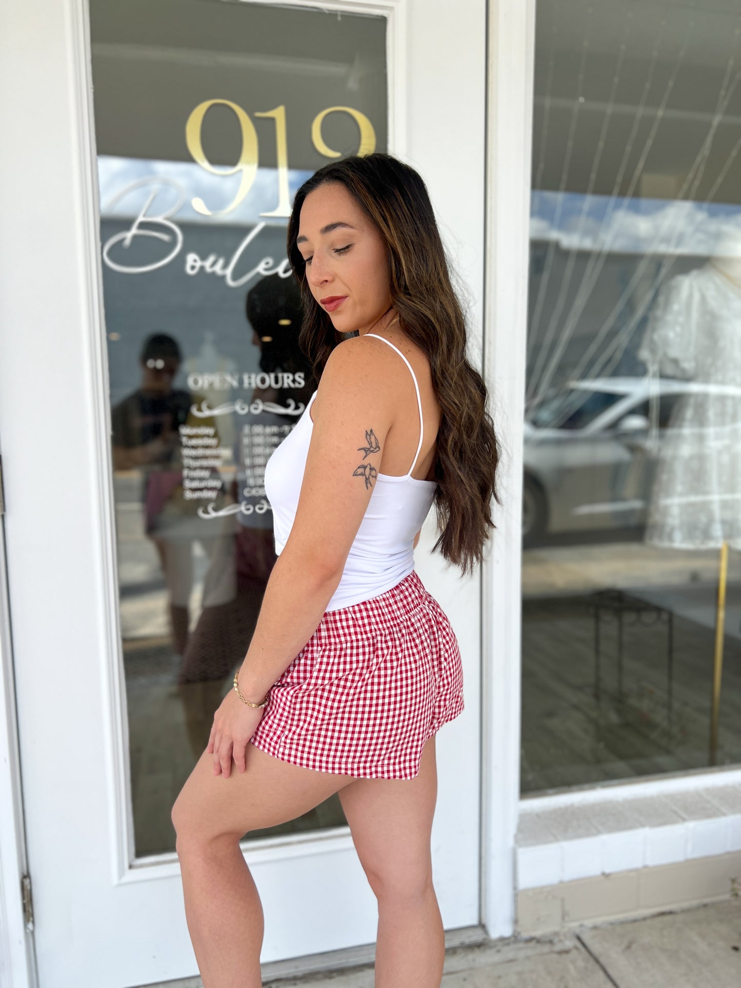 GINGHAM MICRO SHORTS - CHERRY