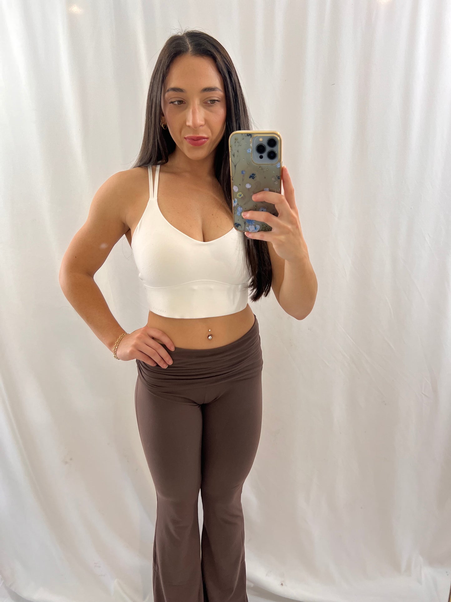 FOLDOVER FLARE LEGGINGS - CHOCOLATE
