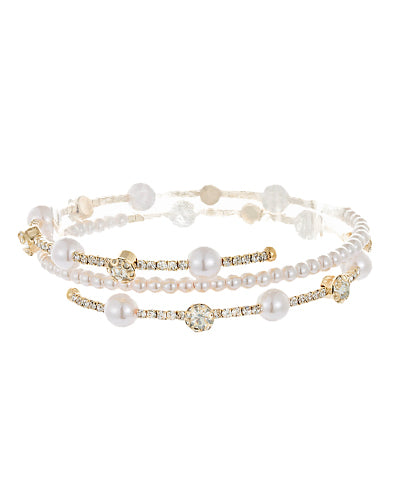 PAVE & PEARL MOMORYWIRE BRACELET