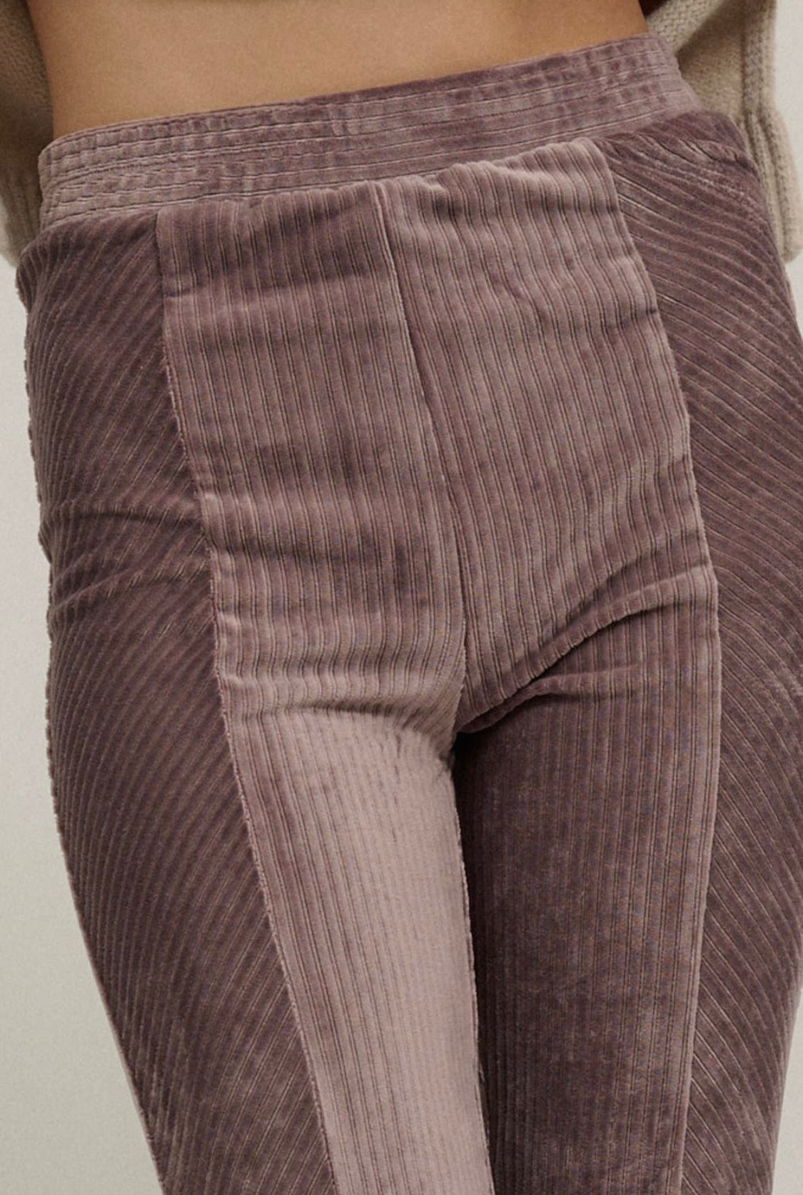 High Waist Fitted Flared Corduroy Pants