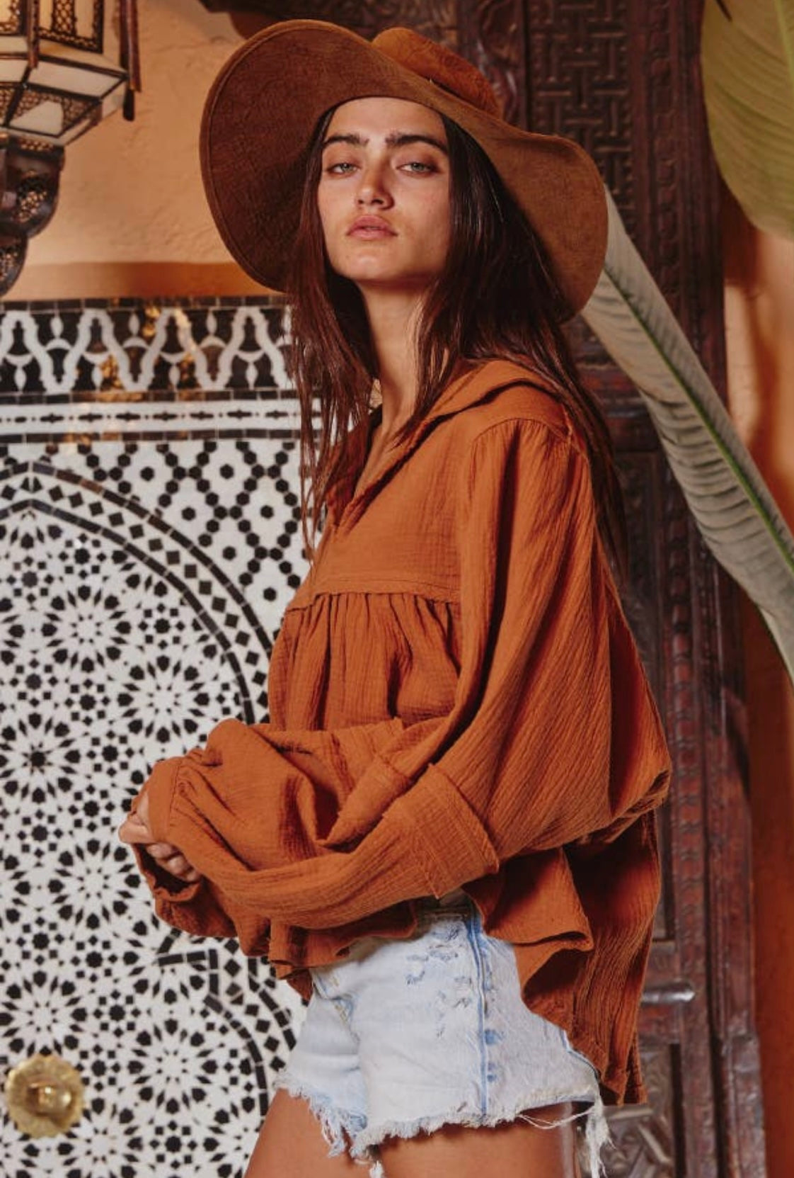 PUFF SLEEVE BABY DOLL TOP