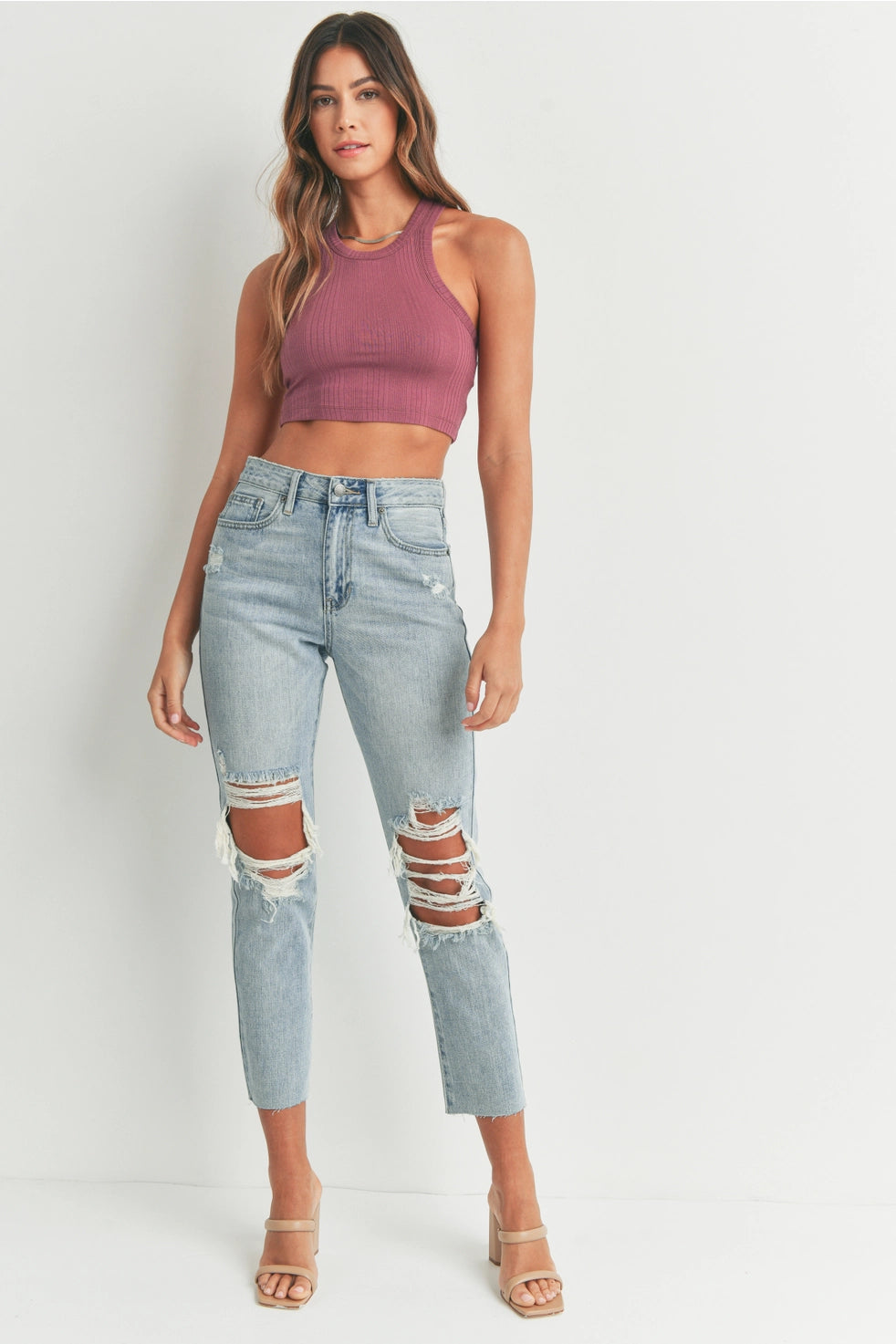HIGH RISE DISTRESSED STRAIGHT