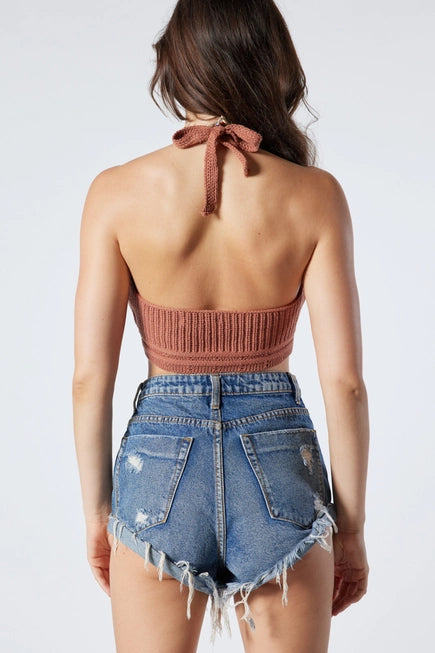 DISTRESSED DENIM SHORTS