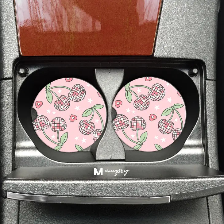 DISCO CHERRIES CAR COASTERS