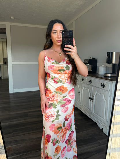 BLUSHING POMPON SLIP DRESS