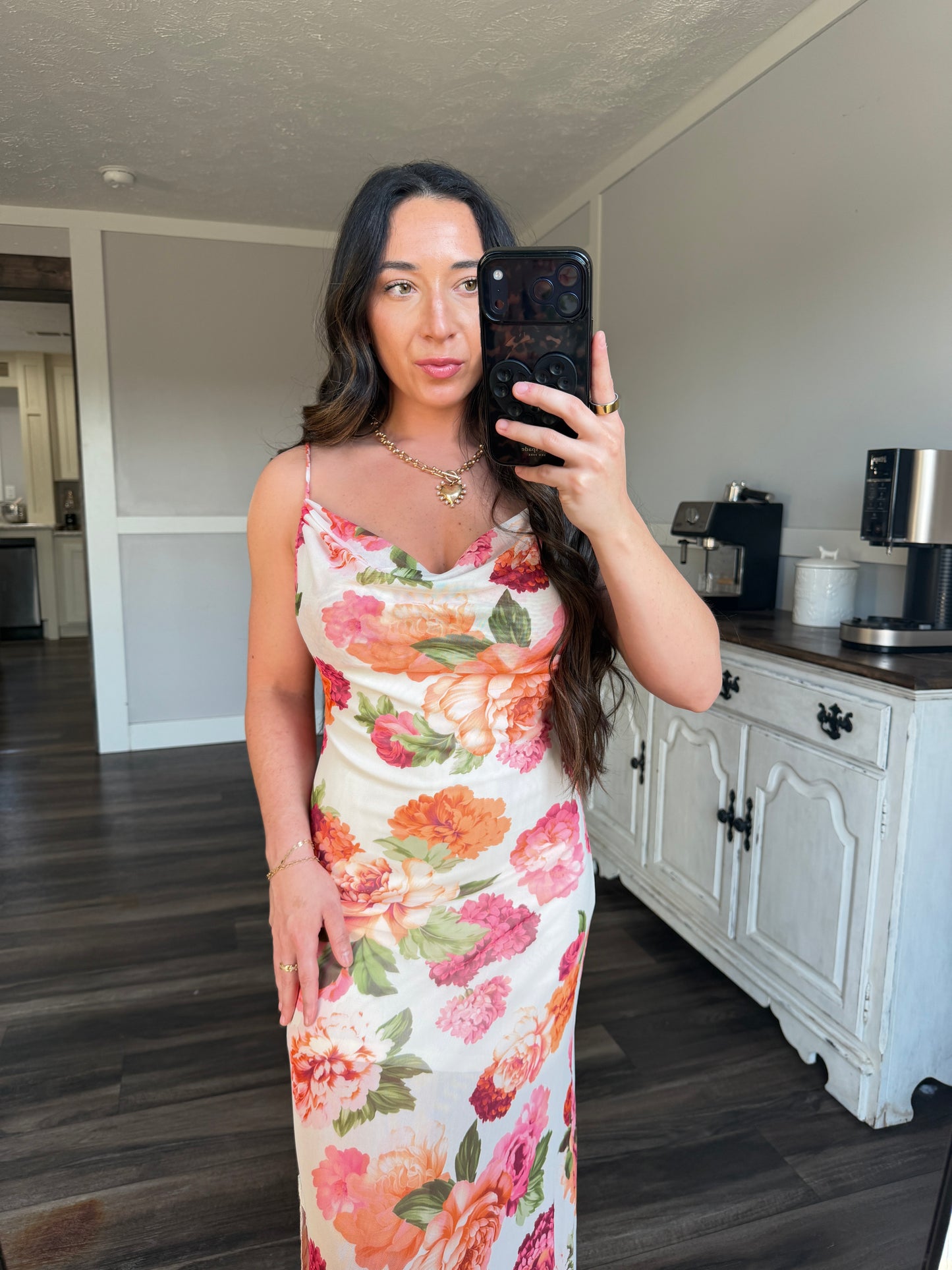 BLUSHING POMPON SLIP DRESS