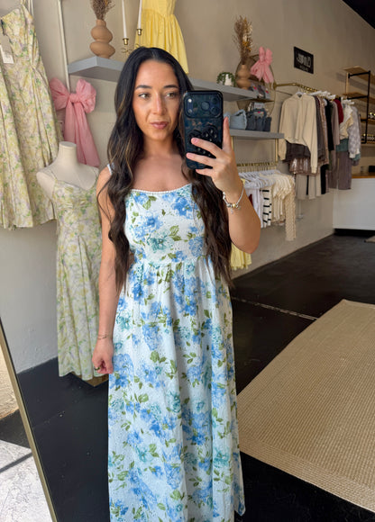 FLORAL EYELET PATTERN MIDI
DRESS