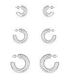 SILVER HOOPS SET OF 3