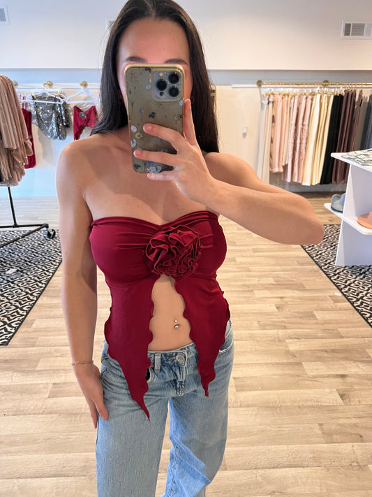 ROSETTE FLYAWAY TUBE TOP