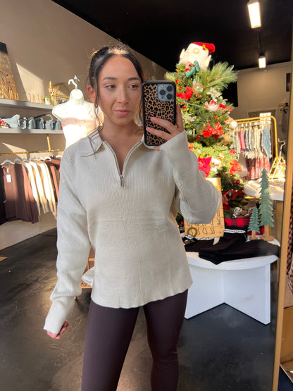 THE FALL MORNING HALF ZIP - APRICOT