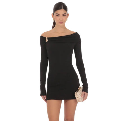 BLACK TIE MINI DRESS