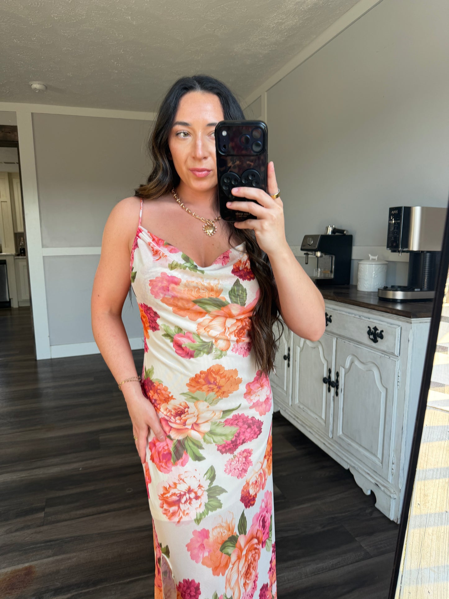 BLUSHING POMPON SLIP DRESS