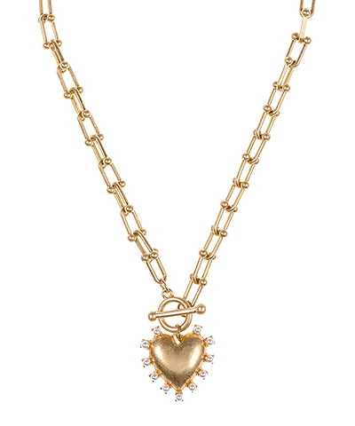 PEARL TRIM HEART NECKLACE