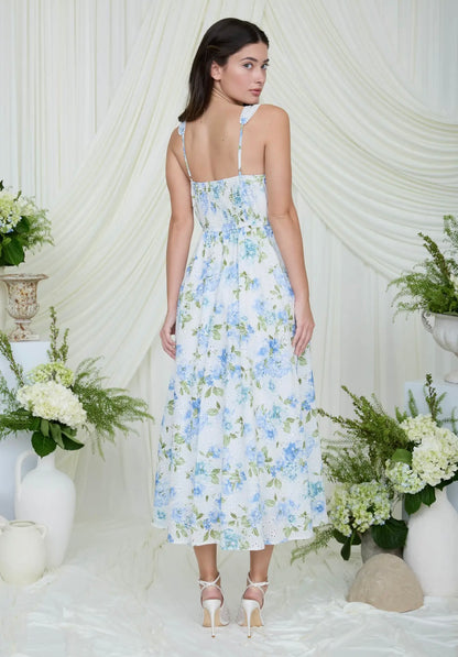 FLORAL EYELET PATTERN MIDI
DRESS