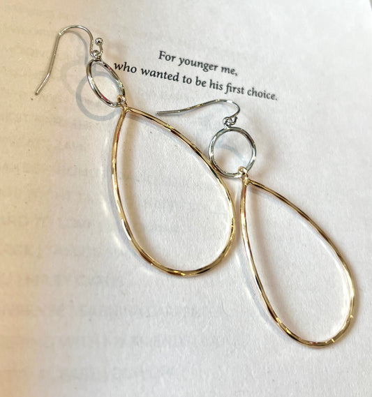 SILVER AND GOLD TEARDROP EARRINGS