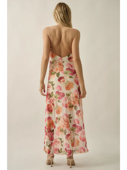 BLUSHING POMPON SLIP DRESS