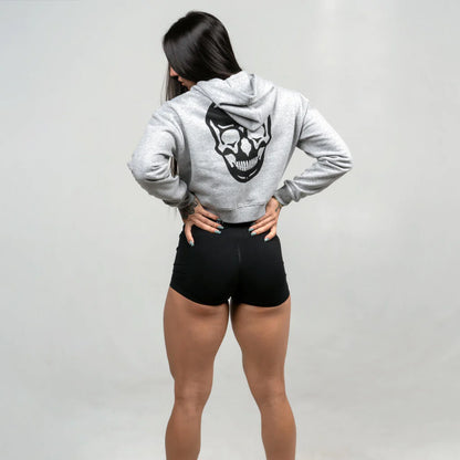 GYMREAPERS CROPPED ZIP-UP HOODIE | HEATHER GRAY