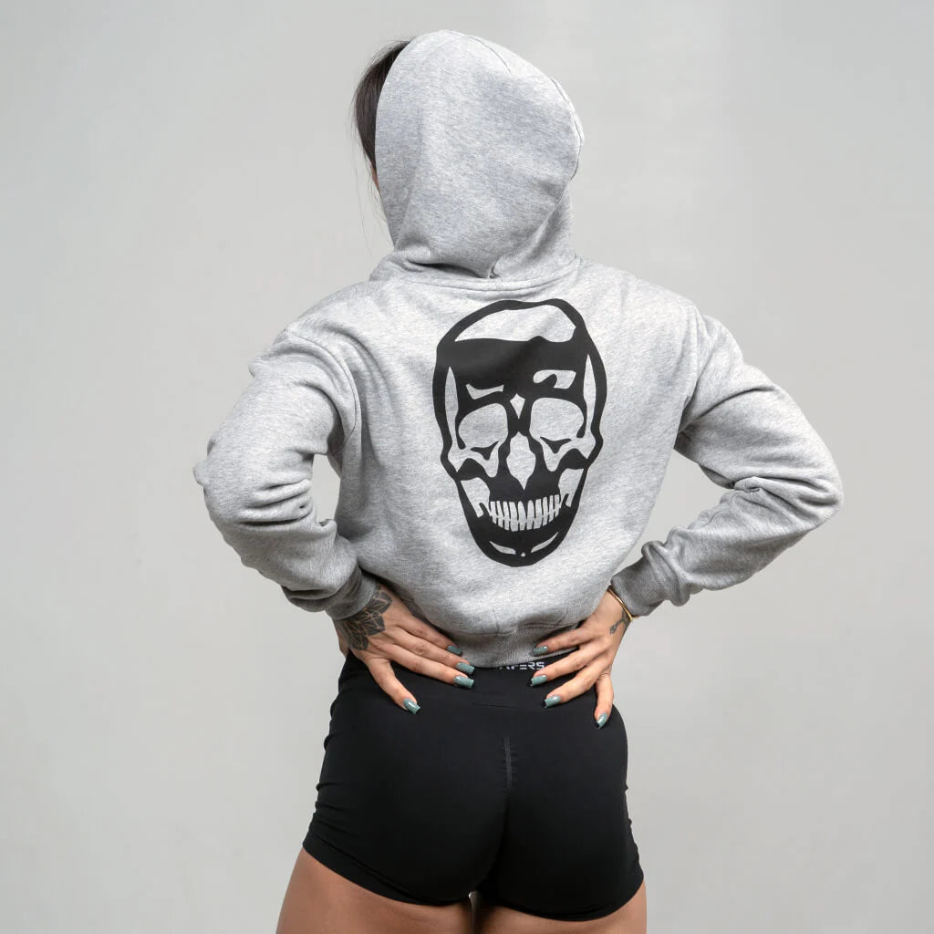 GYMREAPERS CROPPED ZIP-UP HOODIE | HEATHER GRAY