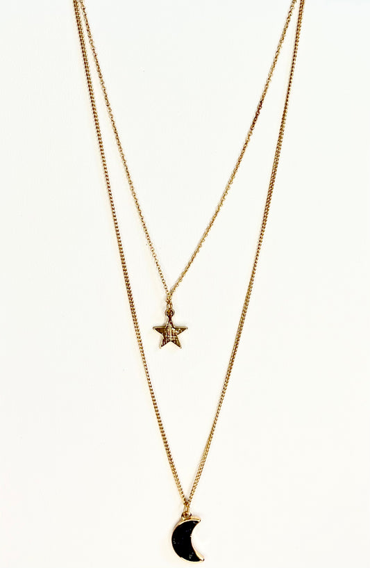 MOON AND STARS LAYERED NECKLACE