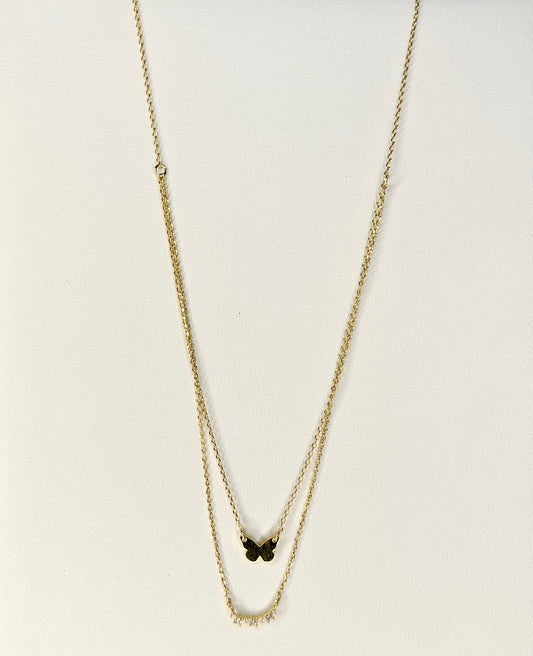 BUTTERFLY BAR LAYERED NECKLACE