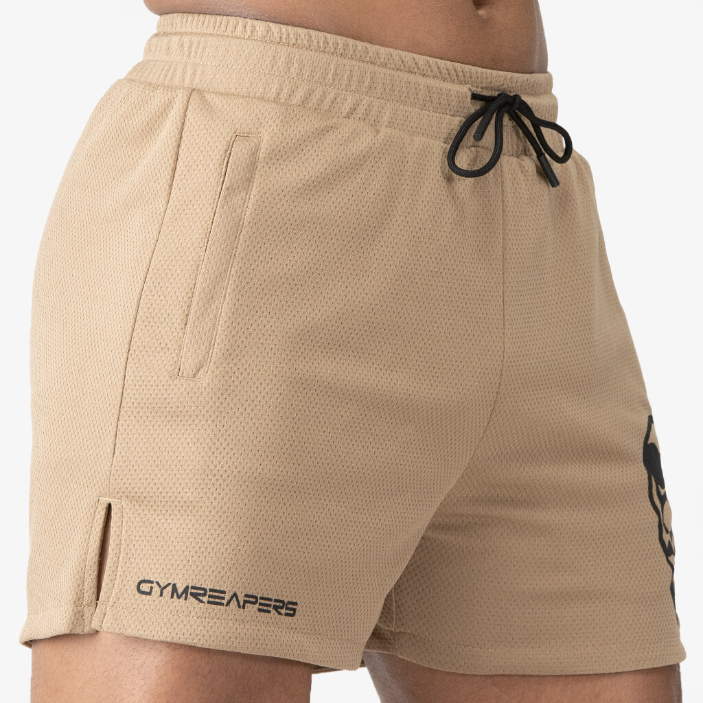 GYMREAPERS MESH TRAINING SHORTS | SAND